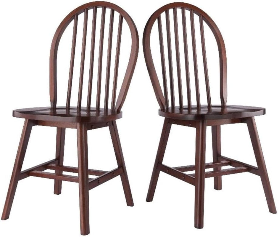 Windsor 2-Piece Chair Set, Solid Wood, Walnut Finish-0