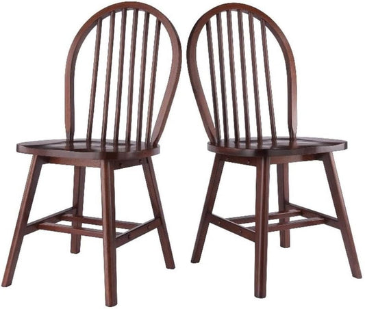 Windsor 2-Piece Chair Set, Solid Wood, Walnut Finish-0