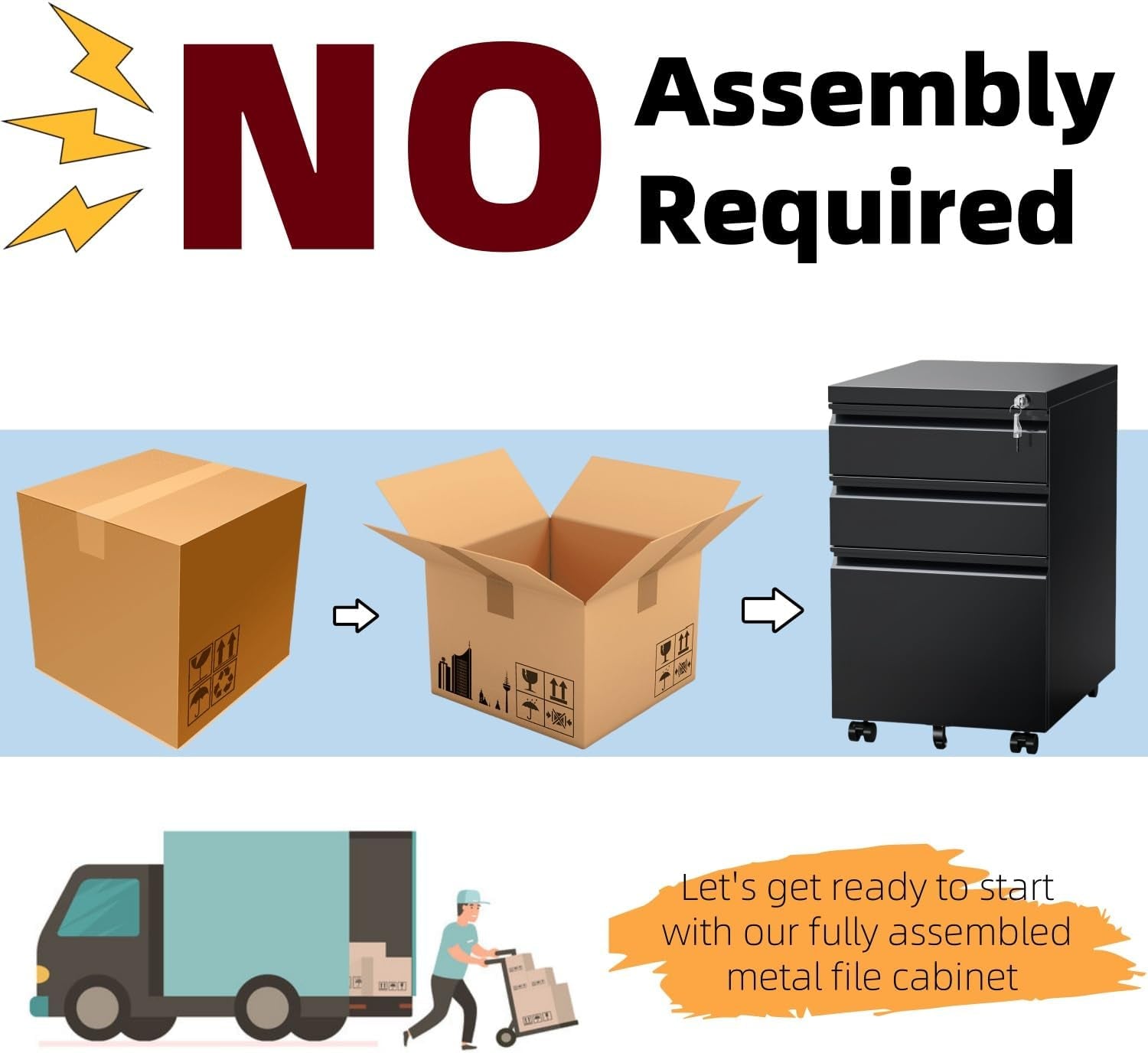 3 Drawer File Cabinet for Home Office, under Desk Mobile Filing Cabinet with Lock for A4-Size/Letter-Size/Legal-Size, Black (HSEJ-3D)-3