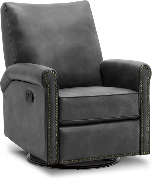 Large Leather Recliner Chair Faux Swivel Rocker for Adults Manual Sofa for Living Room Bedroom Home Theater Seating-0