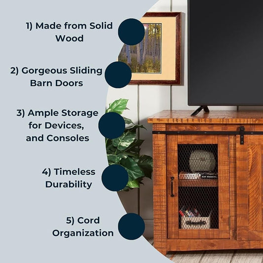 Omaha Solid Wood TV Stand, 65", Honey Tobacco-1