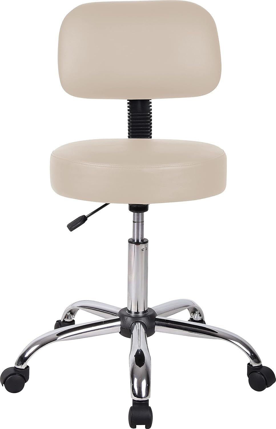 Boss Caressoft Faux Leather Doctor'S Stool with Back, Beige-3
