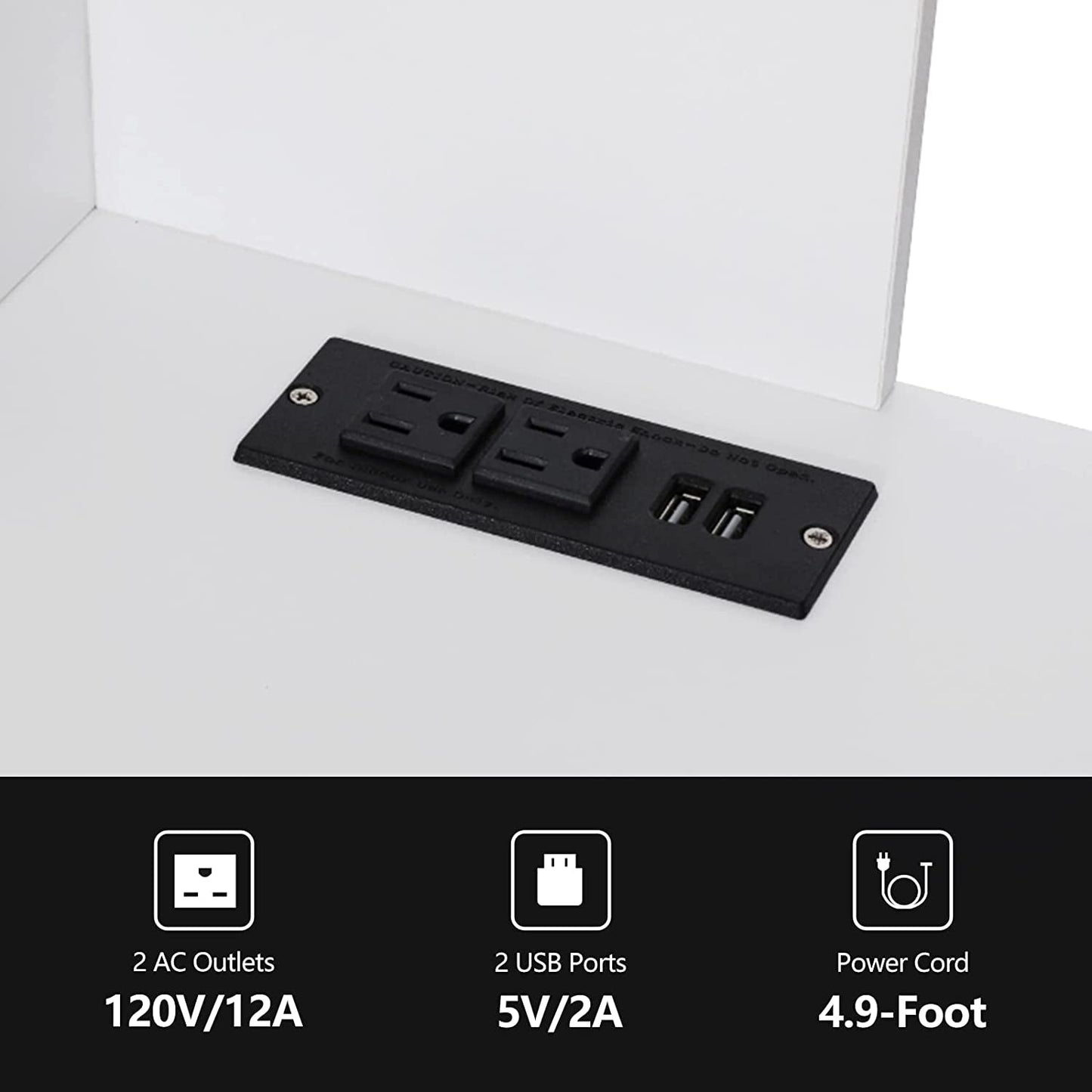 White Vanity Desk with Lighted Mirror and Charging Station-4