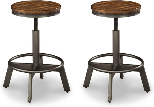 Torjin Industrial 24" Adjustable Height Barstool, 2 Count, Brown-0
