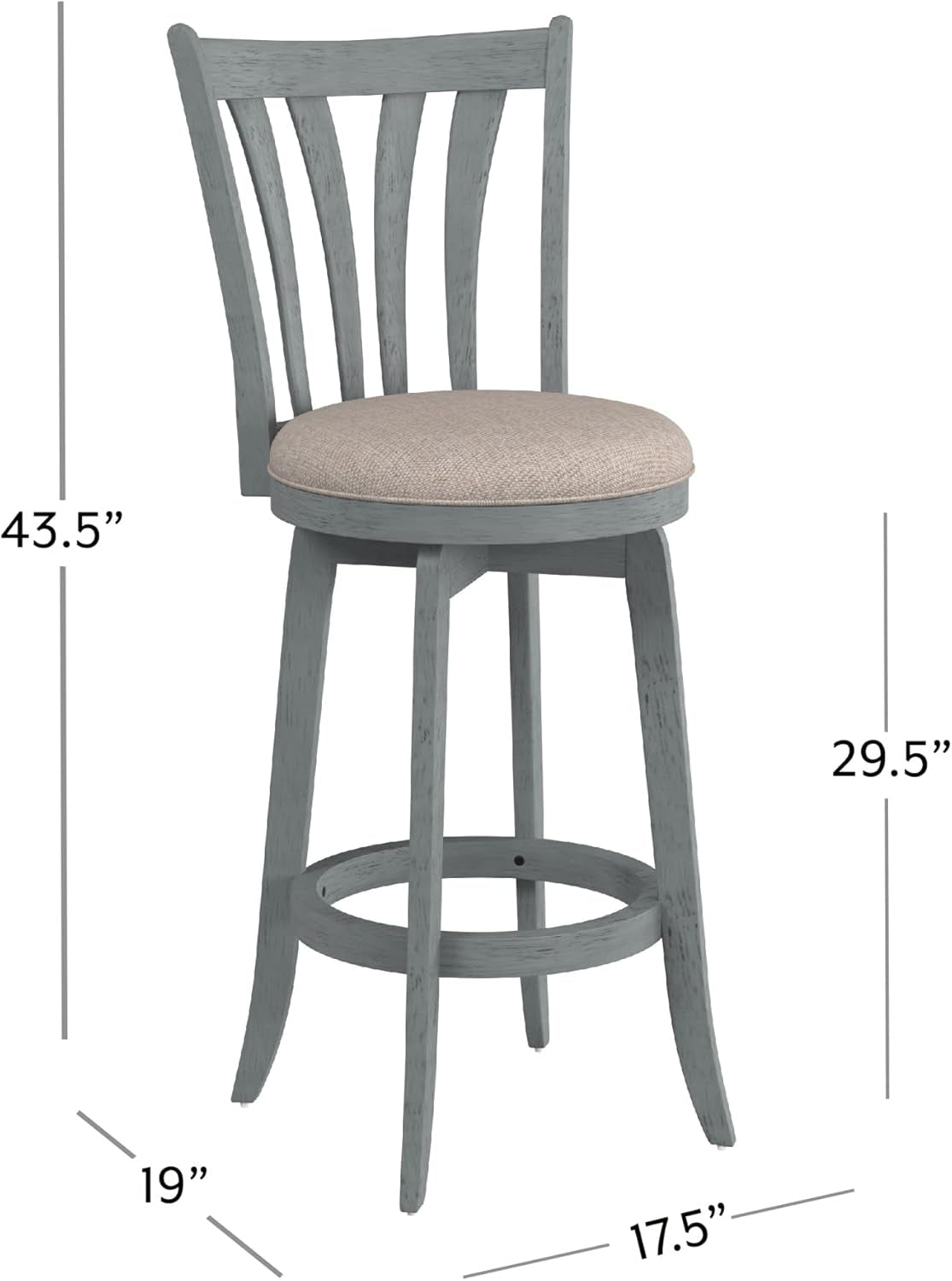 Furniture Savana Wood Bar Height Stool, 30" High, Blue Wire Brush-2