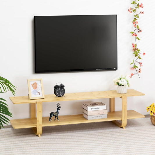 Bamboo TV Stand for 65" TVs with Storage-0
