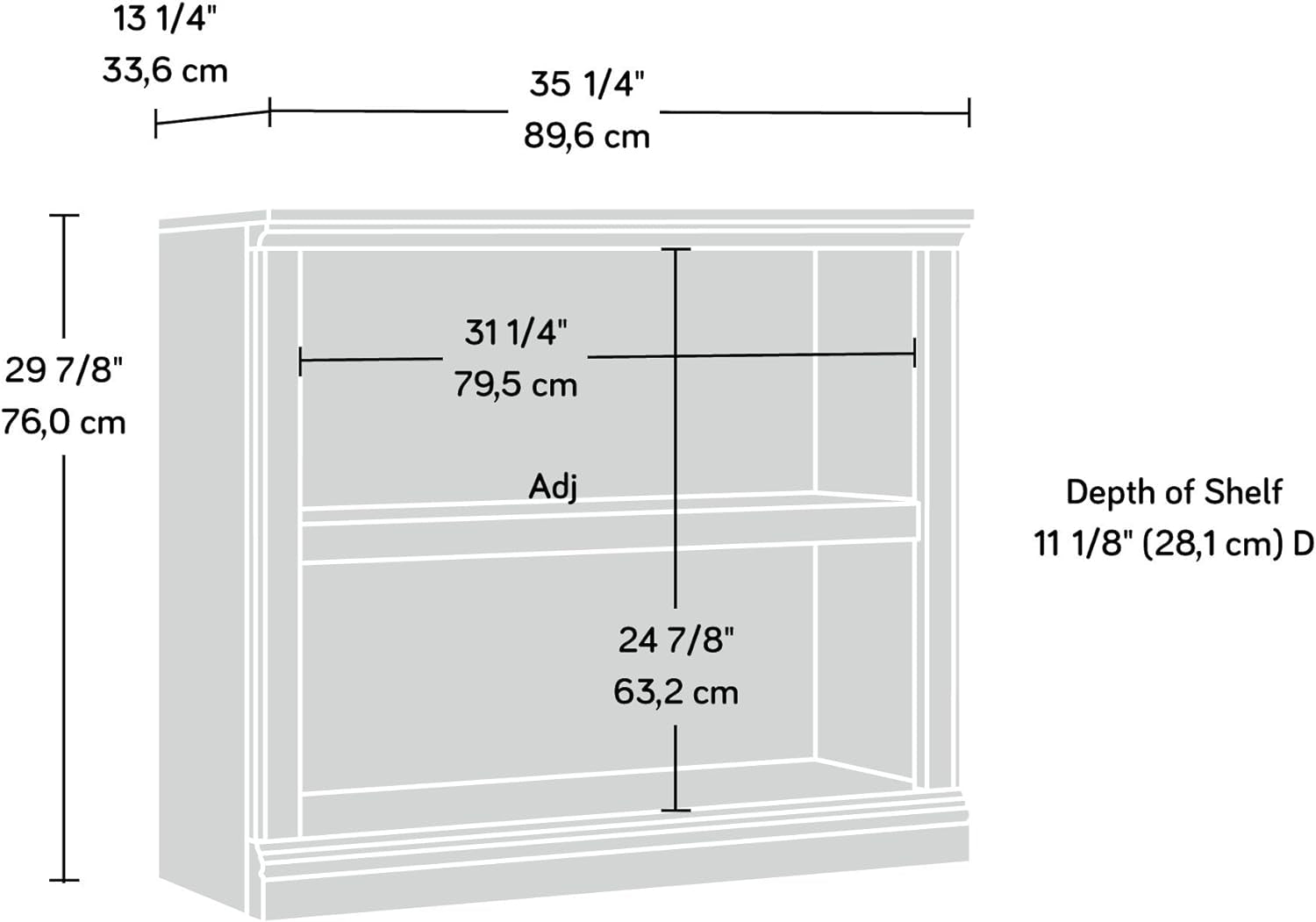 2 Tier Book Shelf Wooden Bookcase Multipurpose Bookshelf for Home Office, Living Room, in Chalked Chestnut-2
