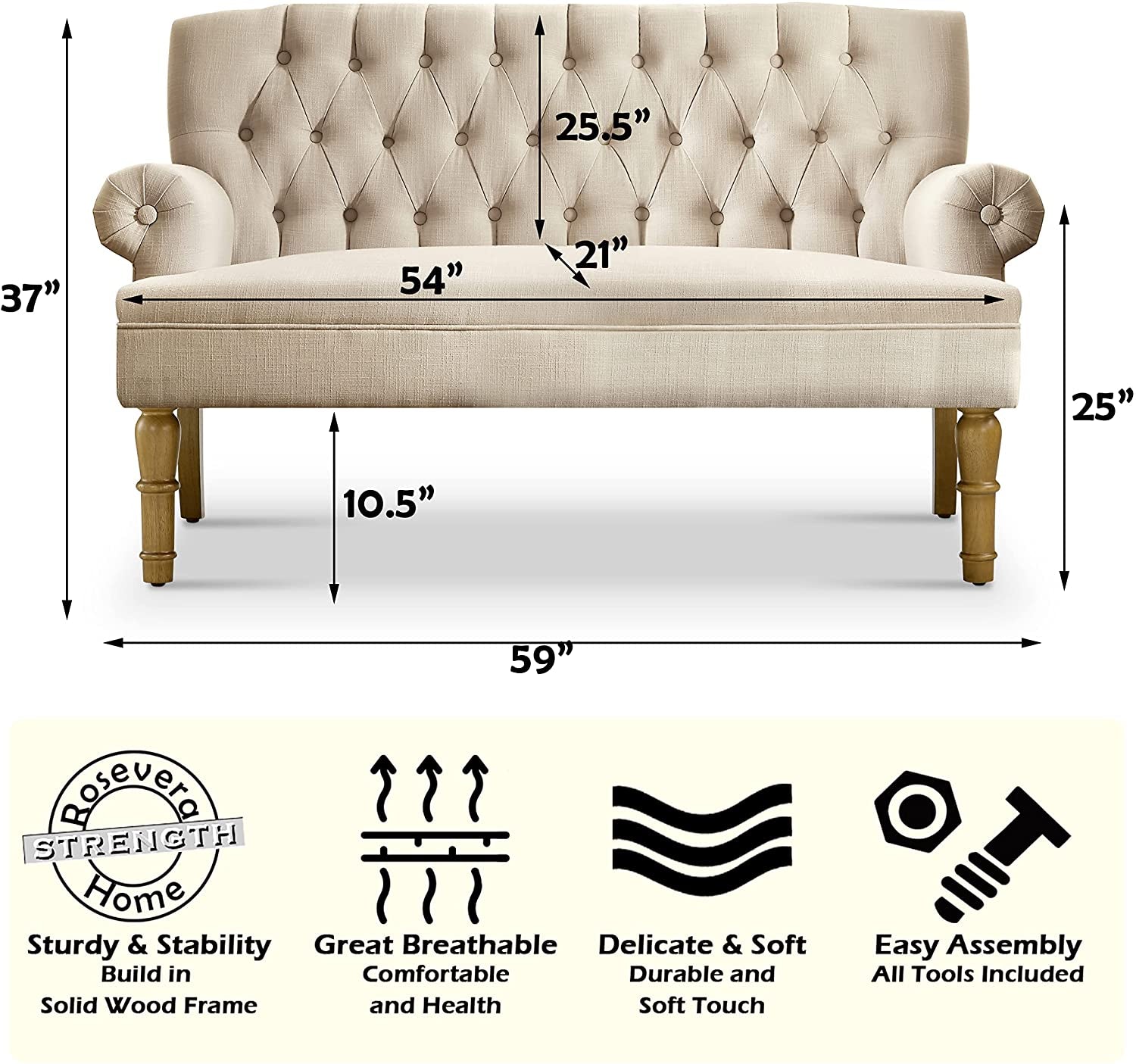 Warm Beige Hermosa Para Sala Love Seats Sofa Set-1