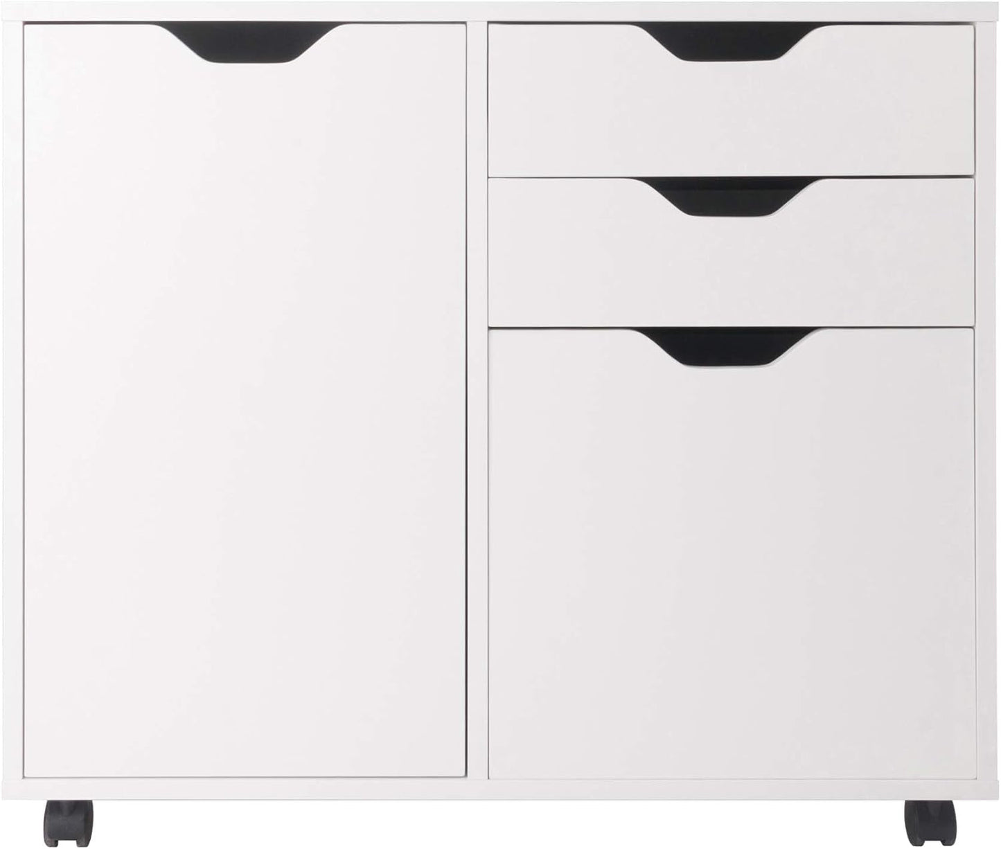 Halifax Storage Mobile Cabinets, 1 Large Door, 3 Drawers, for Home Office, White-3