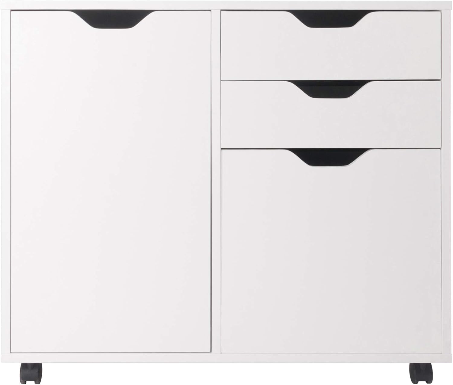 Halifax Storage Mobile Cabinets, 1 Large Door, 3 Drawers, for Home Office, White-3