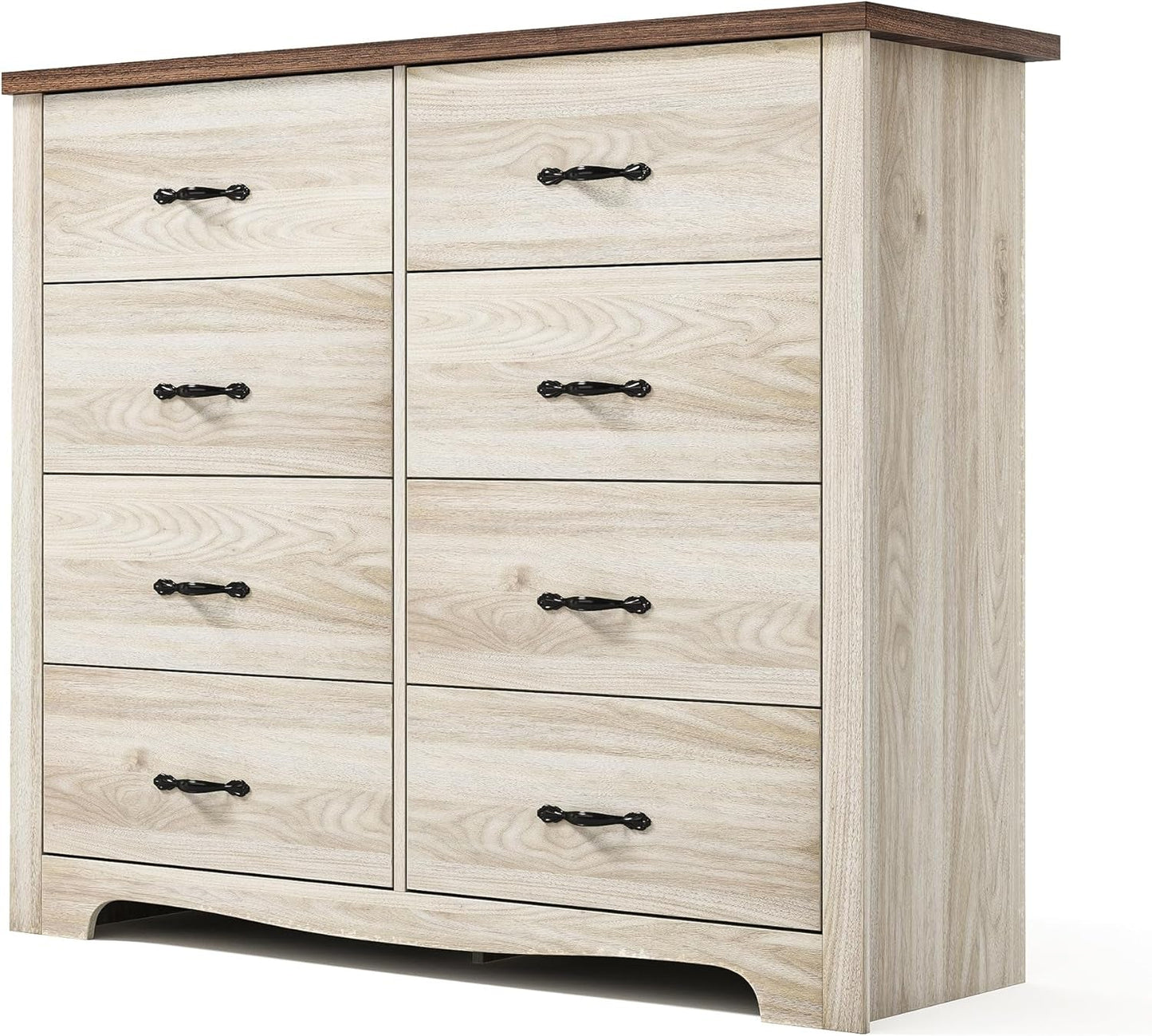 8 Drawers Dresser for Bedroom, Wood Bedroom Dresser Modern Drawer Chest, 8 Chest of Drawer, Tall Dresser for Closet, Dressers Organizer for Living Room, Closet, Hallway-0