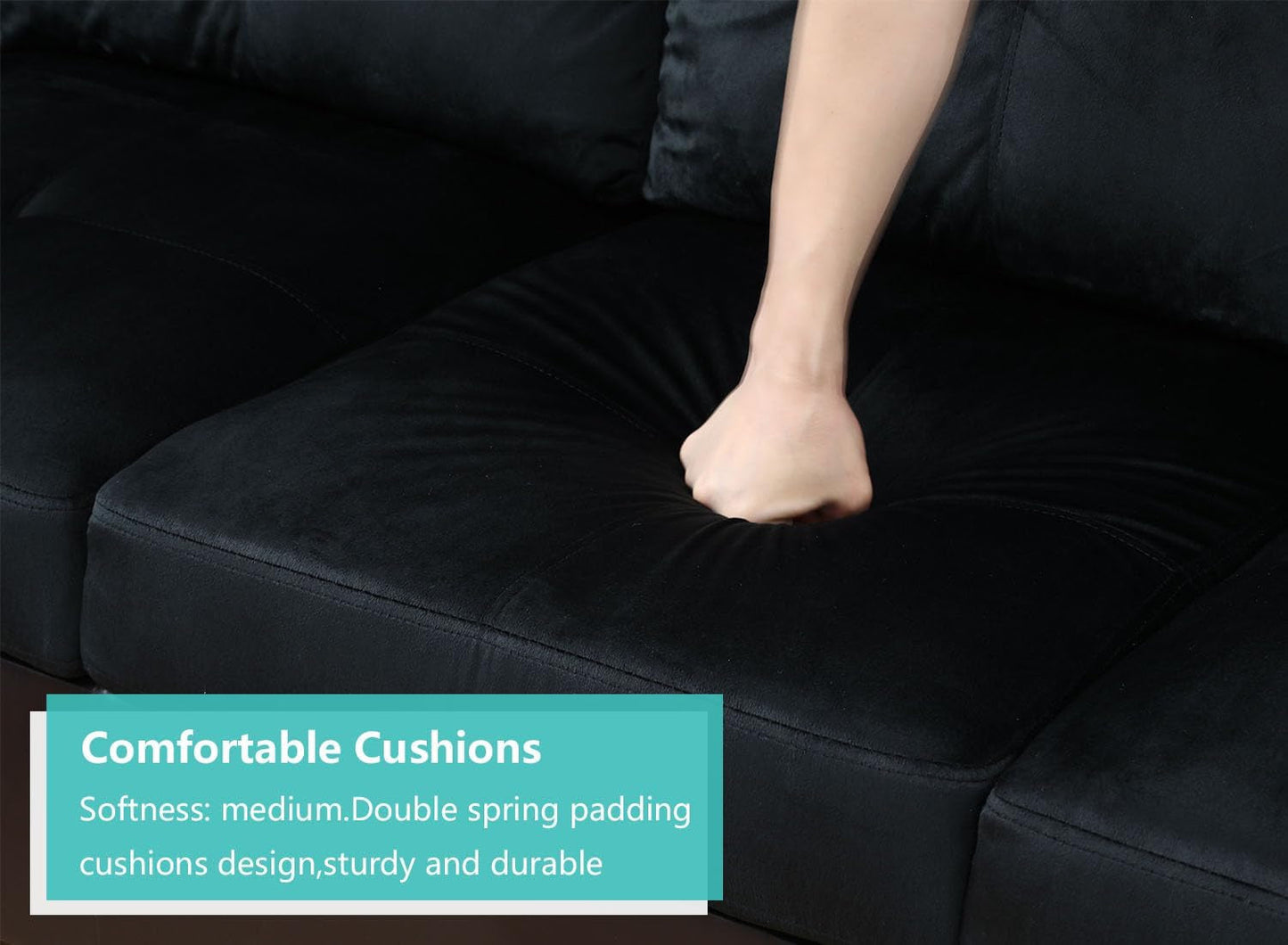 Midnight Blue Sectional Couch for Living Room Set, 105 Inch Sectional Sofa L Shaped Couch with Storage Ottoman/Microfiber Fabric/Facing Right Chaise-3