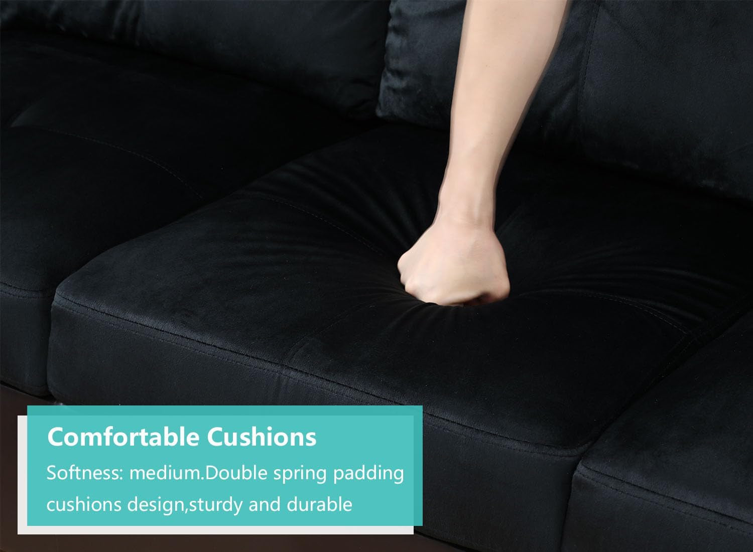 Midnight Blue Sectional Couch for Living Room Set, 105 Inch Sectional Sofa L Shaped Couch with Storage Ottoman/Microfiber Fabric/Facing Right Chaise-3