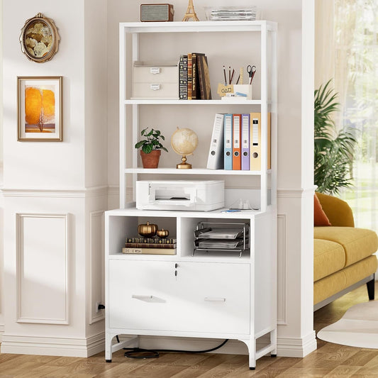 Printer Stand File Cabinet Lock White Office-1