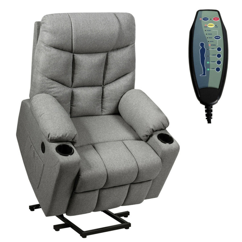 Electric Power Lift Massage Recliner Sofa with 8 Point Massage and Lumbar Heat-2