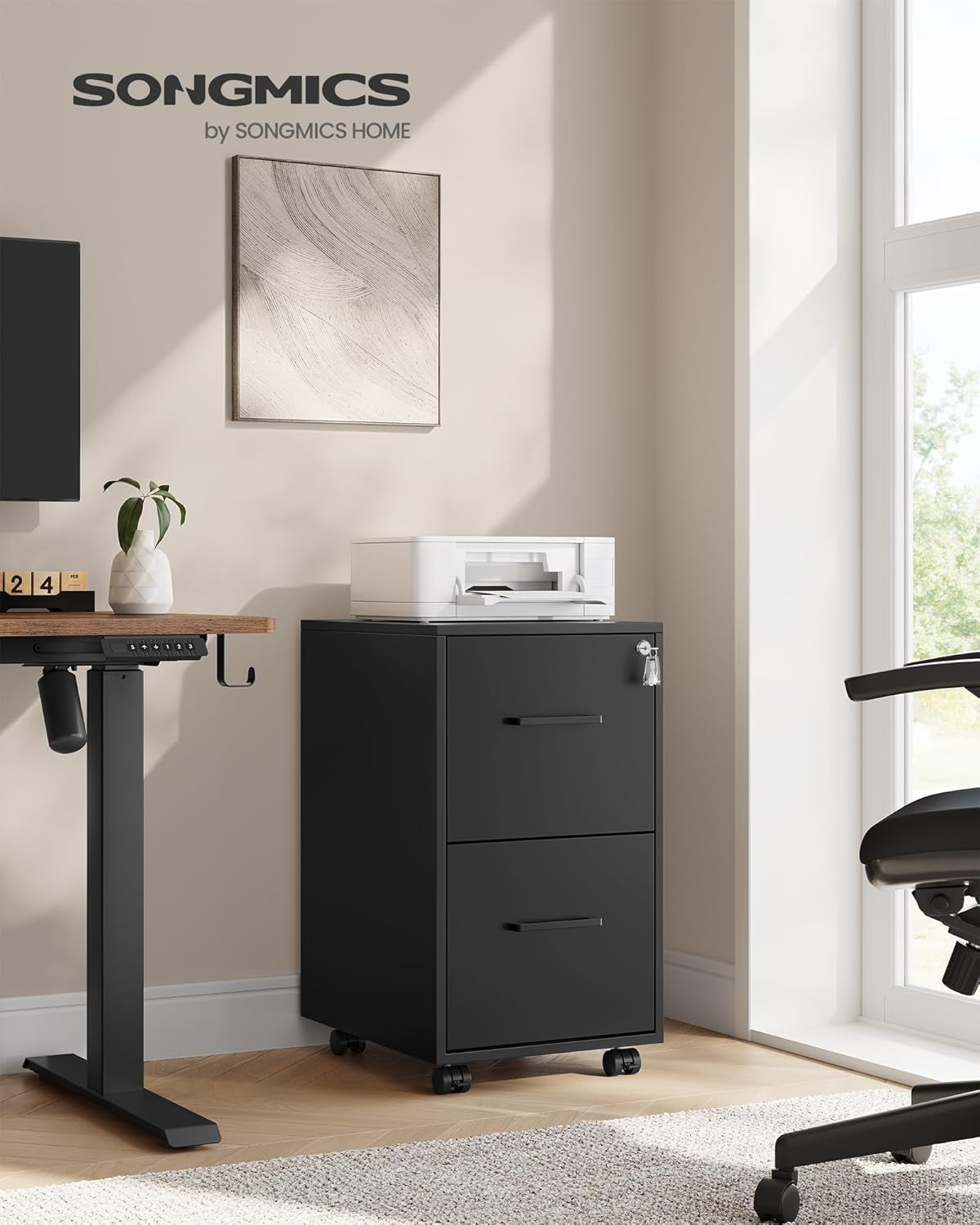 Matte Black Locking File Cabinet Pre-Assembled-0