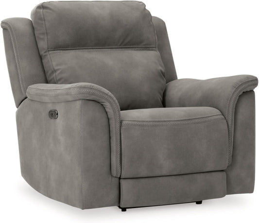 Next-Gen Durapella Power Recliner with Adjustable Headrest, Gray-0