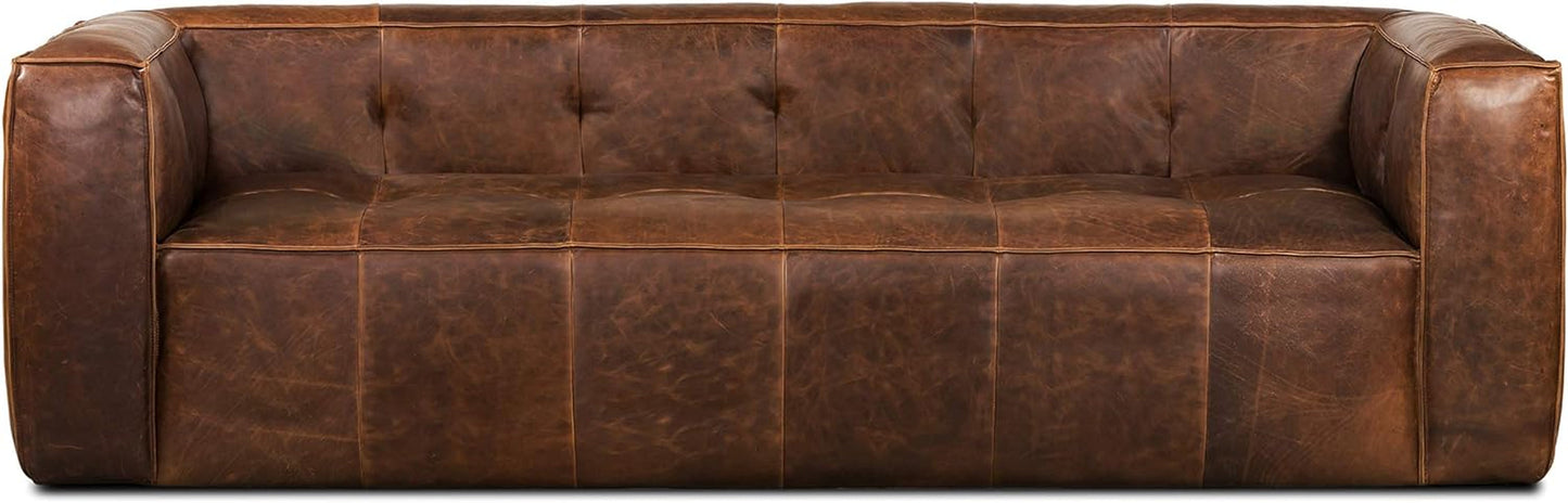 Capa Sofa in Full-Grain Semi-Aniline Italian Tanned Leather in Chocolate Brown-0