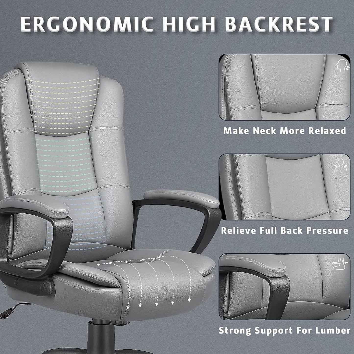 Ergonomic High-Back Office Chair for Long Seating-3