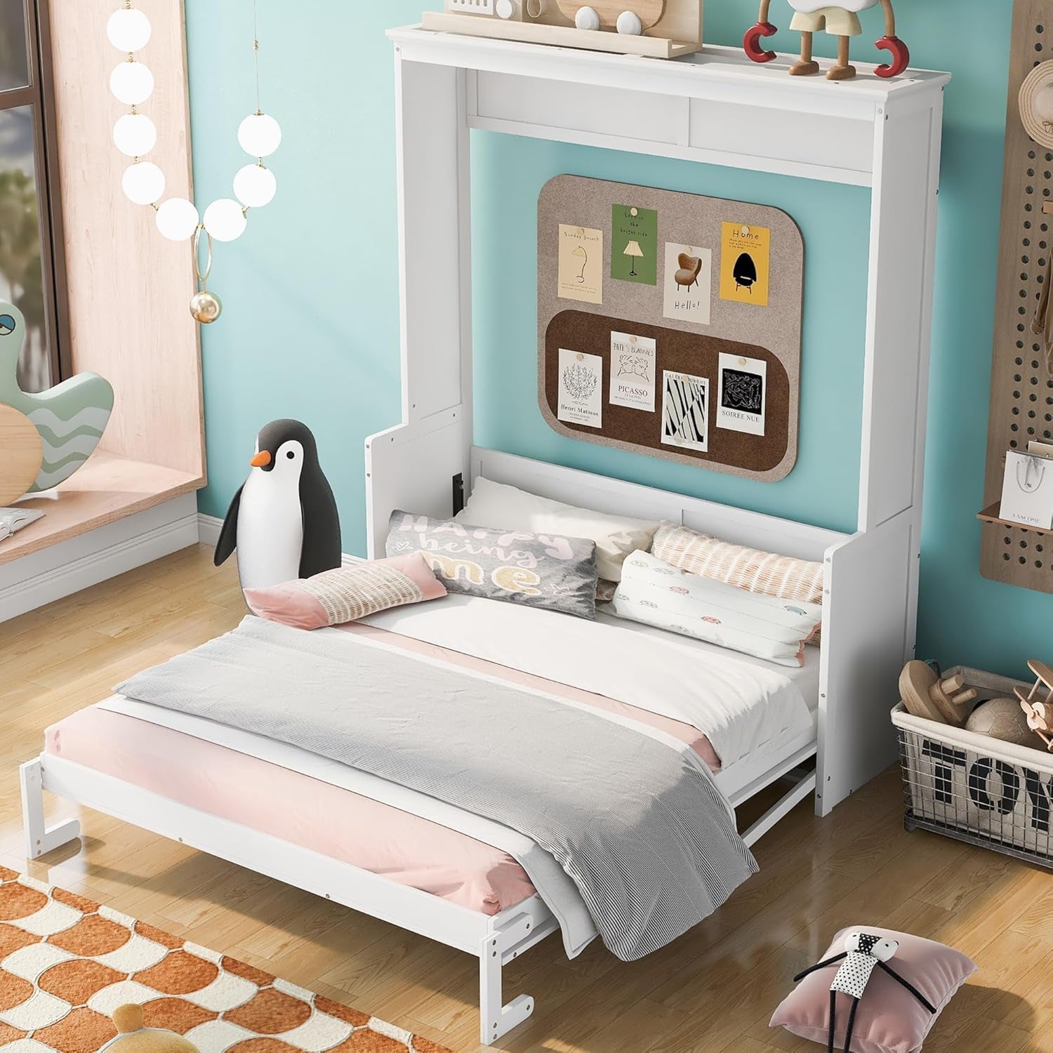 Queen Murphy Bed with Shelves for Space Saving-0