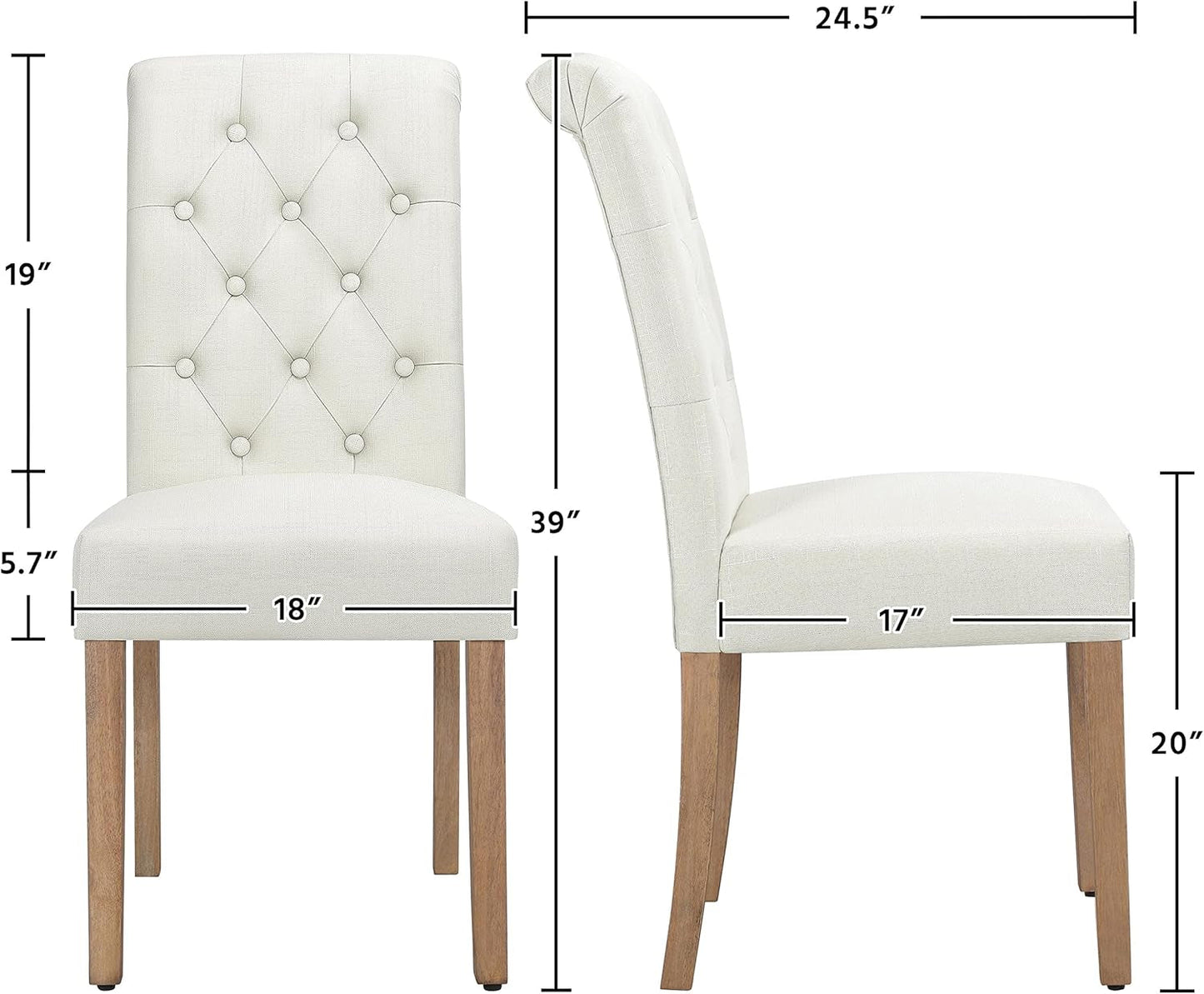 Beige Tufted Upholstered Dining Chairs Set of 2-2