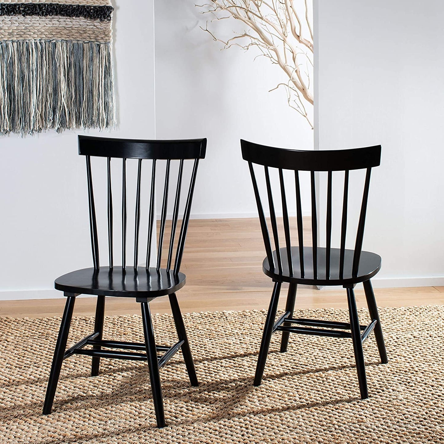 Parker Spindle Windsor Set of 2 Dining Chair, 17, Black-1