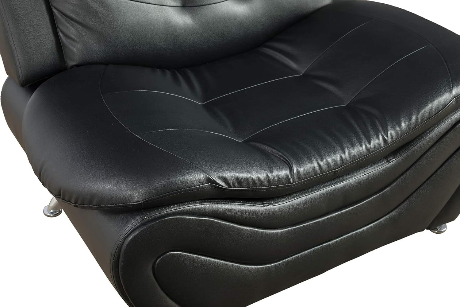 3 PCS Faux Leather Aldo Modern Sofa Set, Living Room Set with Sofa, Loveseat and Chair (Black)-3