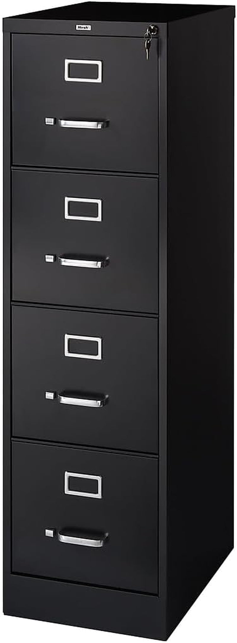 Commercial 4-Drawer Vertical File Cabinet, Locking, Letter, Black, 22-Inch D (22337D)-0