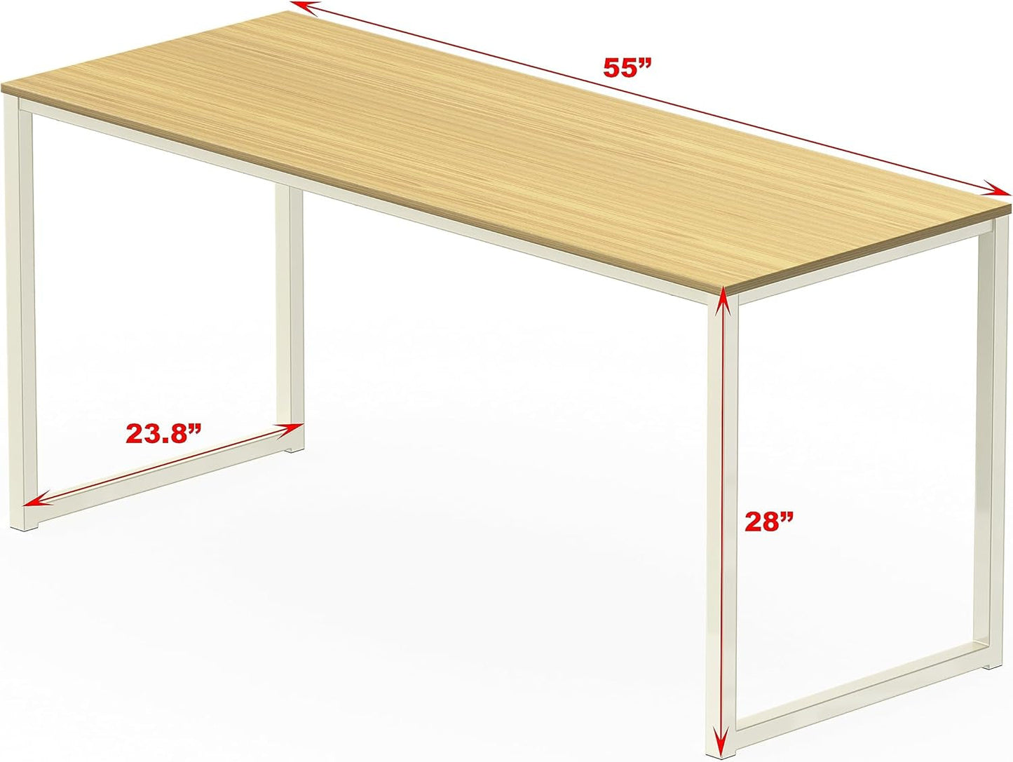 Home Office 55 Inch Computer Desk, 24" Deep, Oak-2