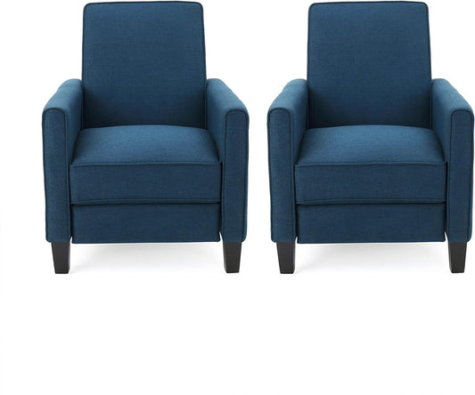 Emmie Fabric Recliner (Set of 2), Navy Blue, Dark Brown-0