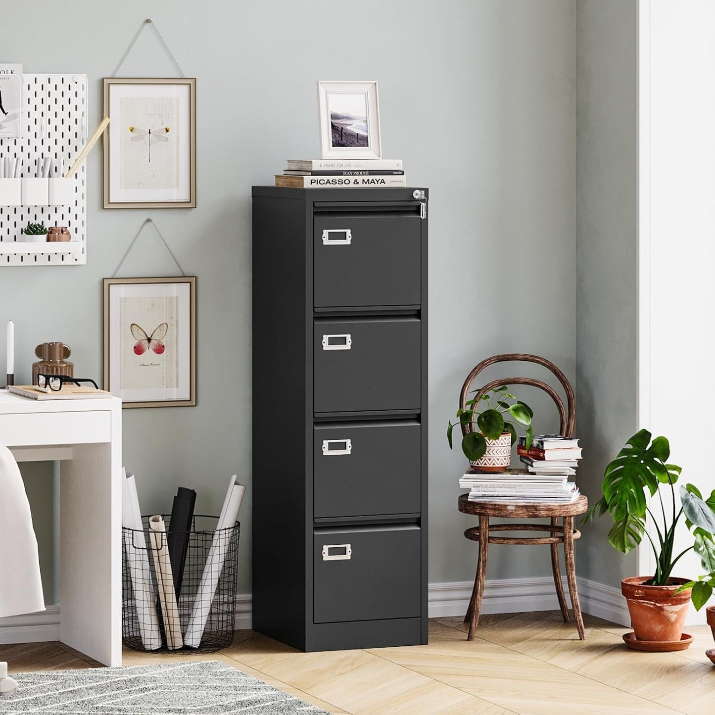 4 Drawer Filing Cabinets with Lock, Metal File Cabinet with 4 Drawers, Home Office File Folders Cabinet for Letter Legal A4 File Size-1