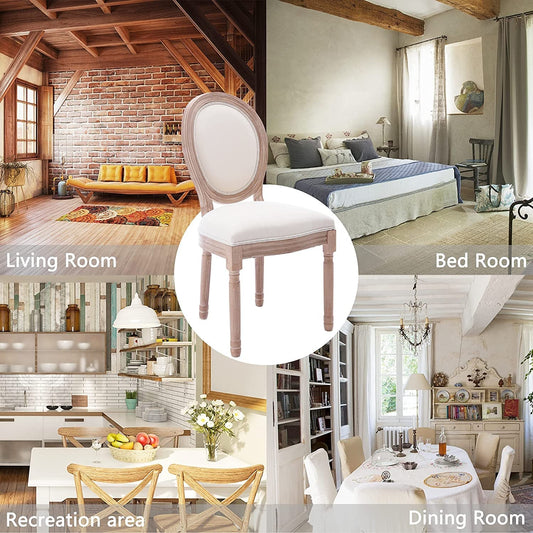 Set of 4 French Country Oval Fabric Dining Chairs-1