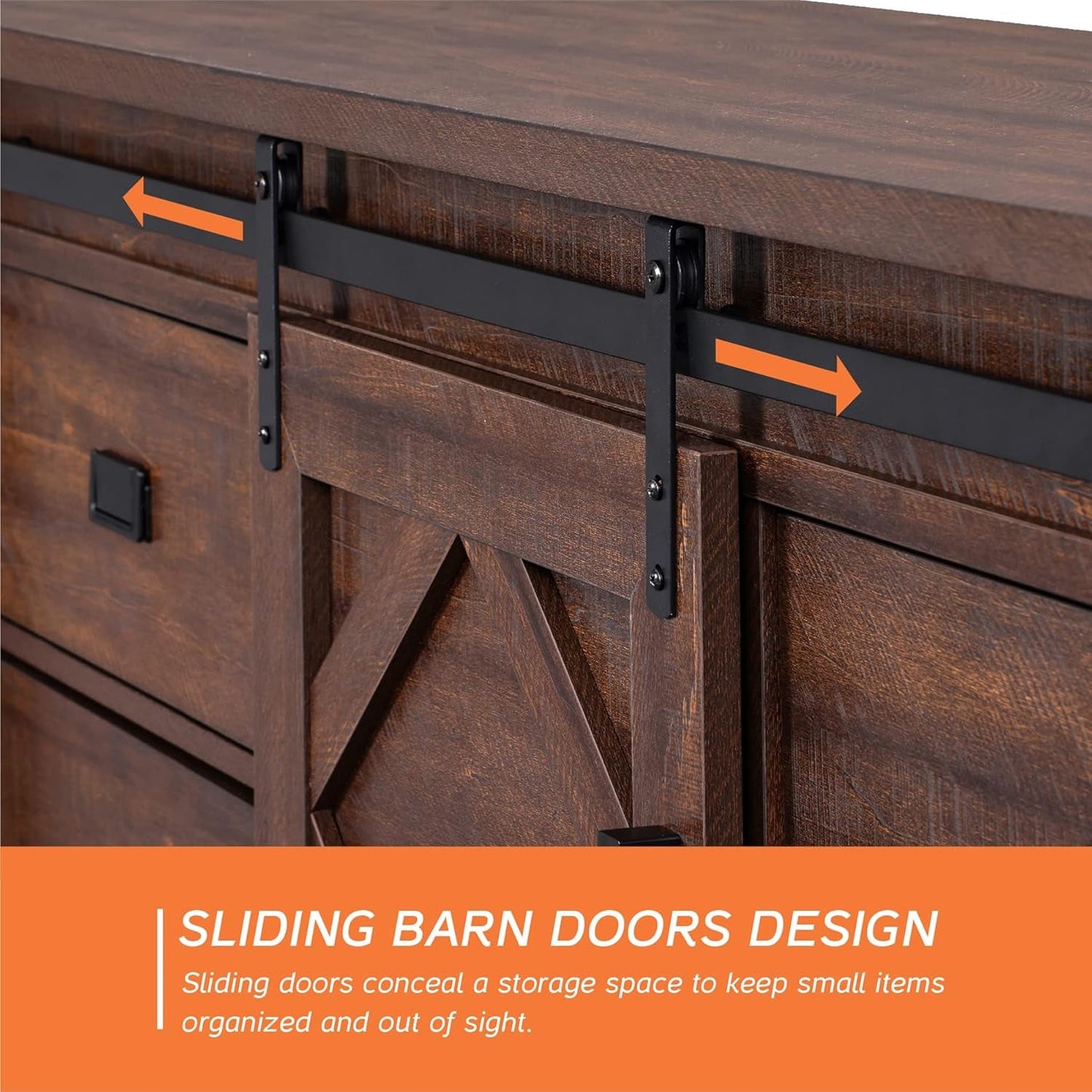 98.4" Wide TV Stand for Tvs up to 110",Faux Bark Finish Wood Entertainment Center with 4 Drawers and Adjustable Shelvs for Living Room,Rustic Brown-3