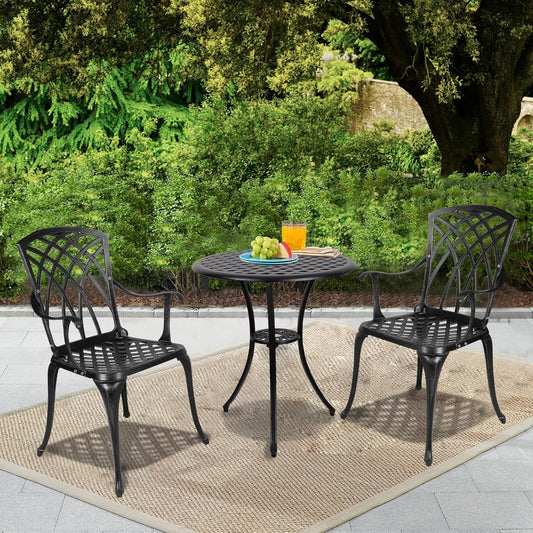 Outdoor Round Bistro Table Set Umbrella Hole-0