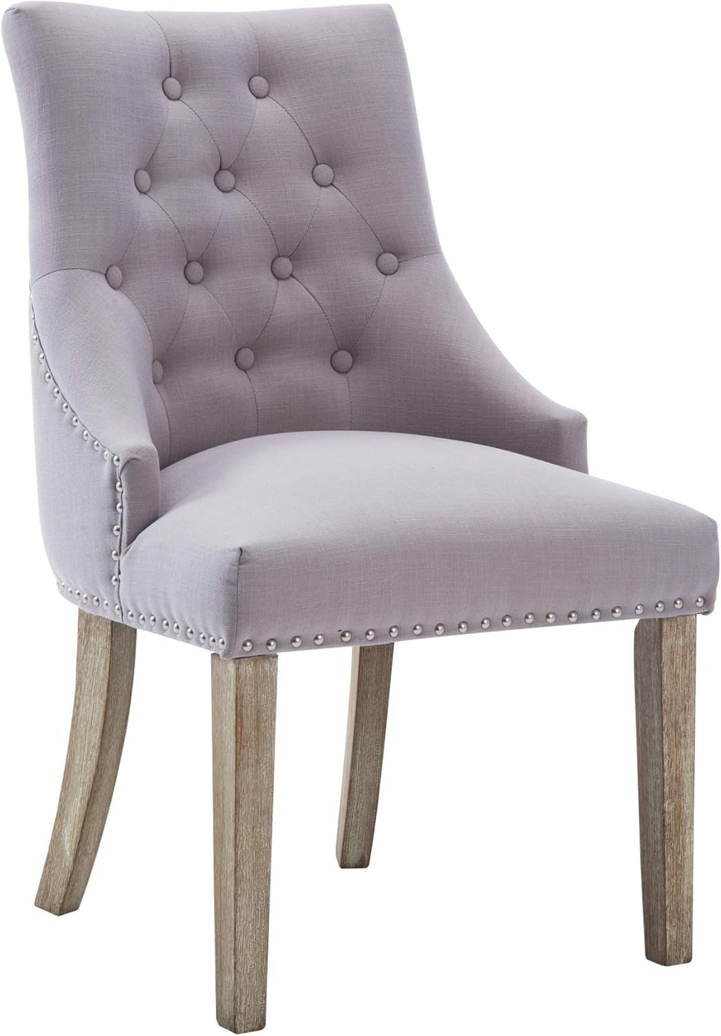 Dining Chair Gray Fabric Leisure Padded Ring Chair, Nailed Trim, Set of 2-3