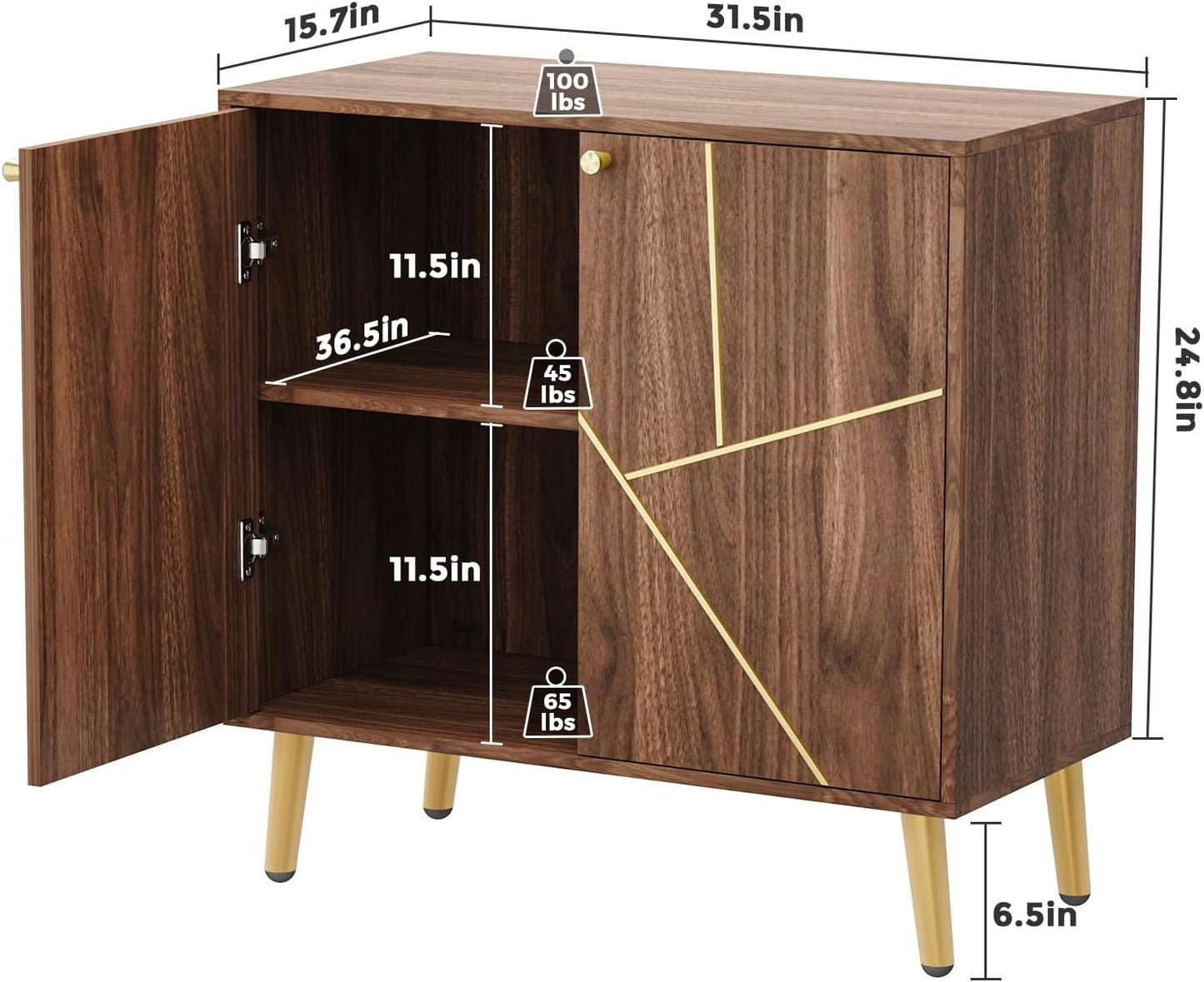 Storage Cabinet with Doors, Modern Sideboard Accent Cabinet, Buffet Cabinet for Living Room, Hallway, Entryway-1