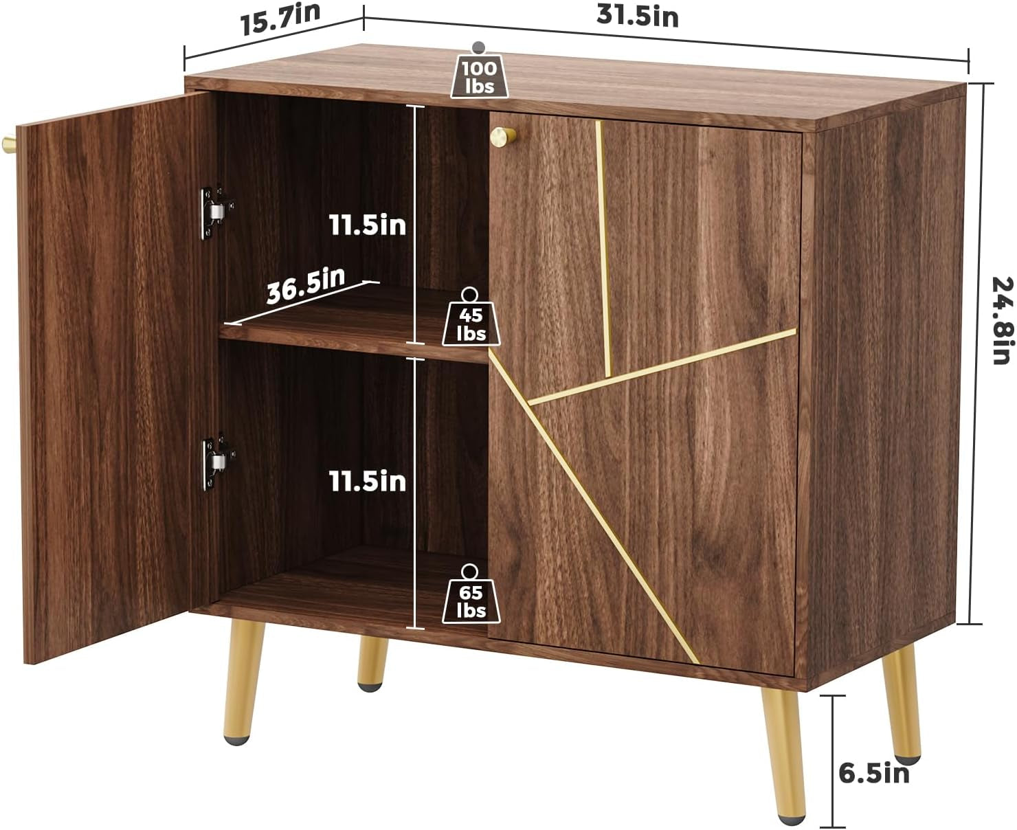 Storage Cabinet with Doors, Modern Sideboard Accent Cabinet, Buffet Cabinet for Living Room, Hallway, Entryway-1