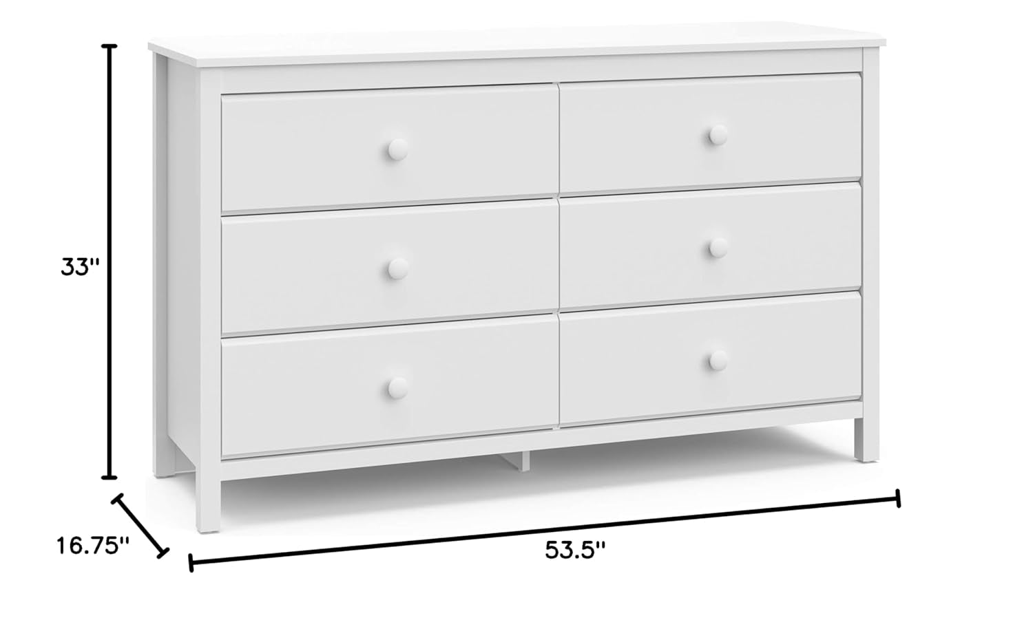 White 6 Drawer Double Dresser Nursery Kids-2