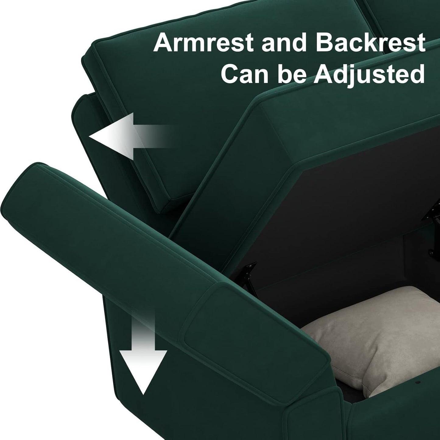 Modular Living Room Sofa Set 3 Seat Sofa Loveseat and Chair Set with Storage Seats Modular Living Room Furniture Set Velvet Green-4