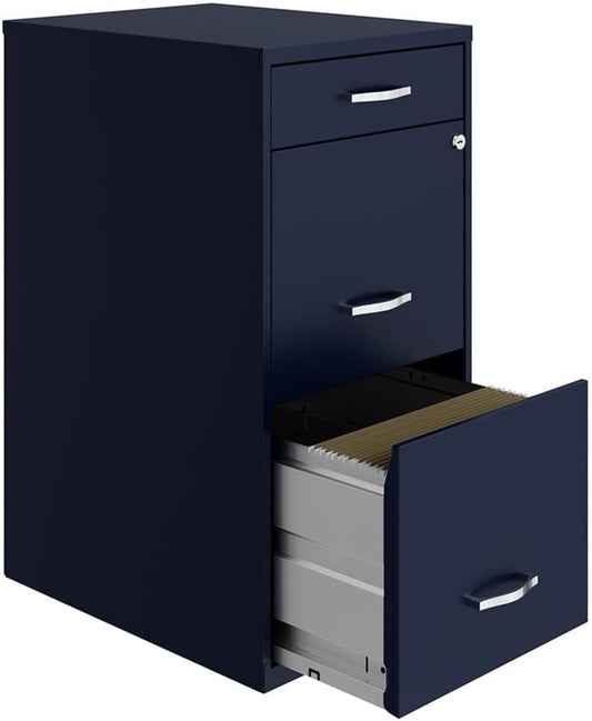 Space Solutions 18In Deep 3 Drawer Metal Organizer File Cabinet Navy, Letter Size, Fully Assembled-0