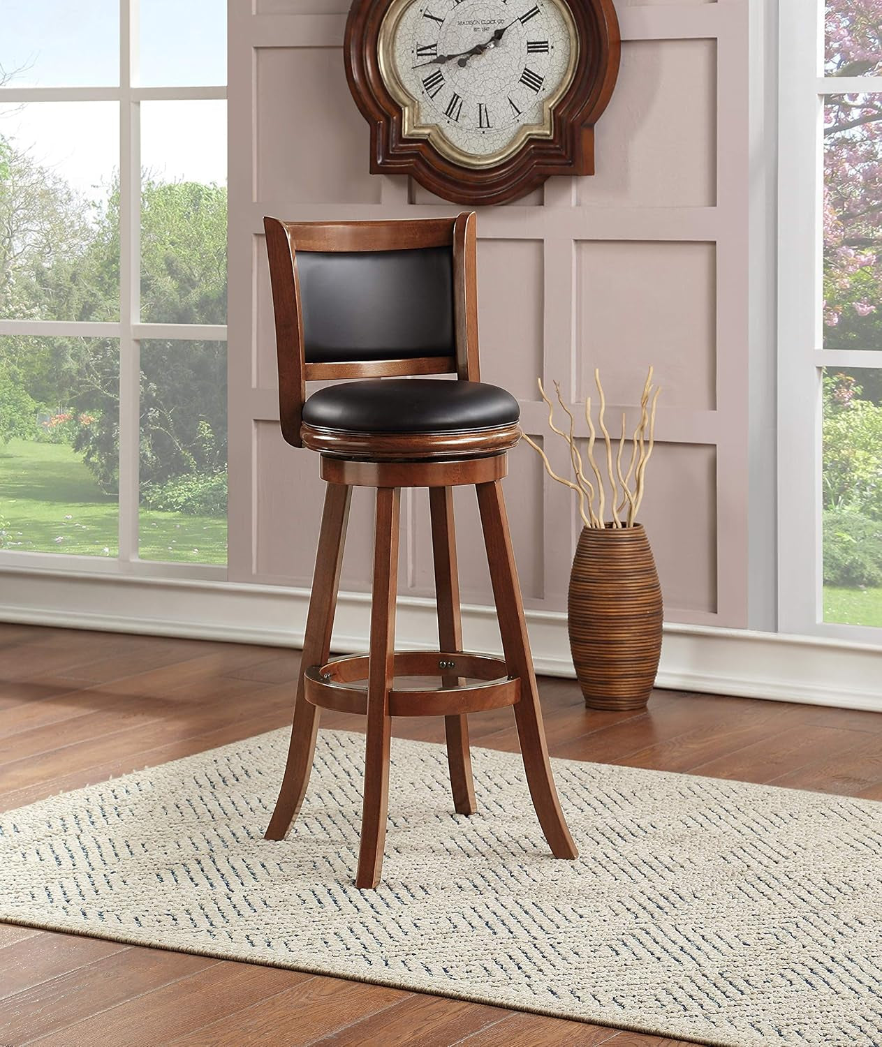 Augusta Extra Tall Swivel Bar Stool, 34-Inch, 1-Pack, Cherry-0