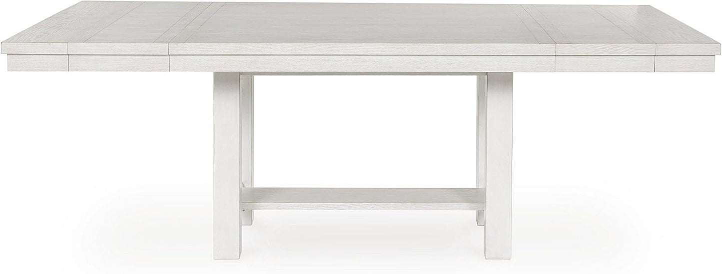 Robbinsdale Casual Removable Center Leaf Dining Extension Table with Trestle Base, White-2