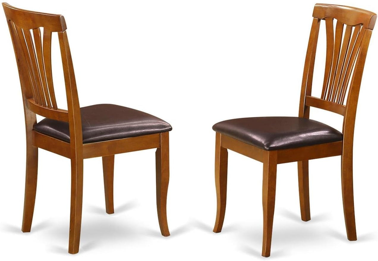 Avon Dining Faux Leather Upholstered Wood Chairs, Set of 2, Saddle Brown-0