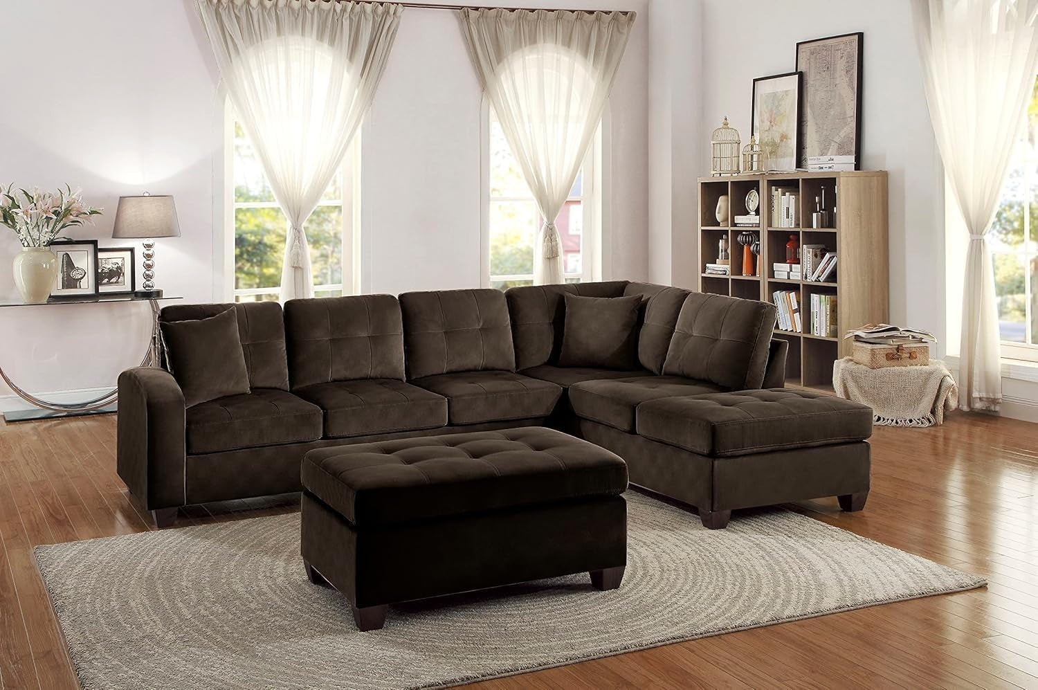 Emilio 2-Piece Reversible Sectional Sofa - Chocolate-0