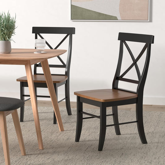 International Concepts X- Back Chair with Solid Wood Seat, Black/Cherry-1