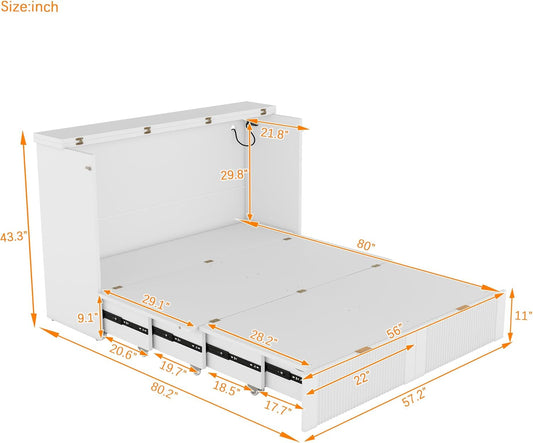 Full Size Murphy Bed with Drawer and USB Ports-1