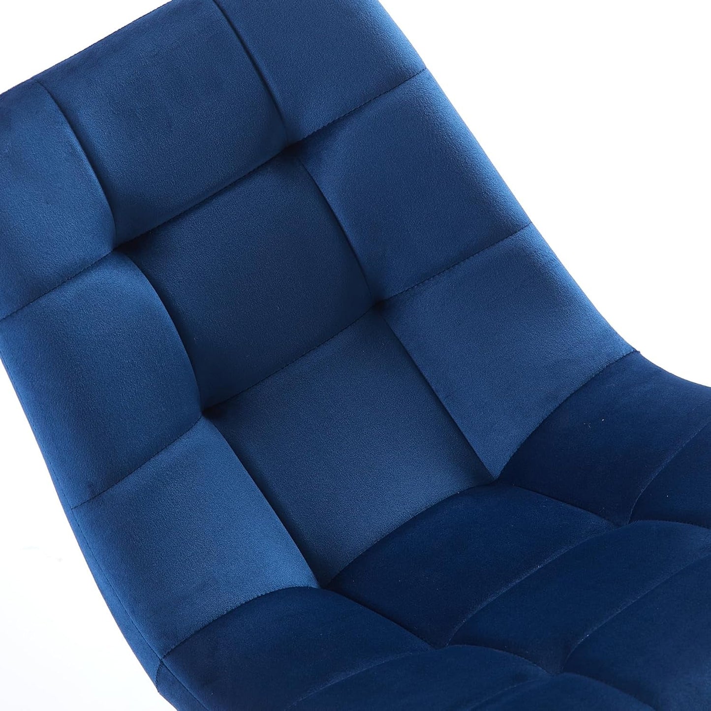 Navy Blue Velvet Dinner Chairs Set of 4, Modern Armless Biscuit Tufted Dining Side Chairs with Metal Legs for Kitchen Living Room Vanity-4