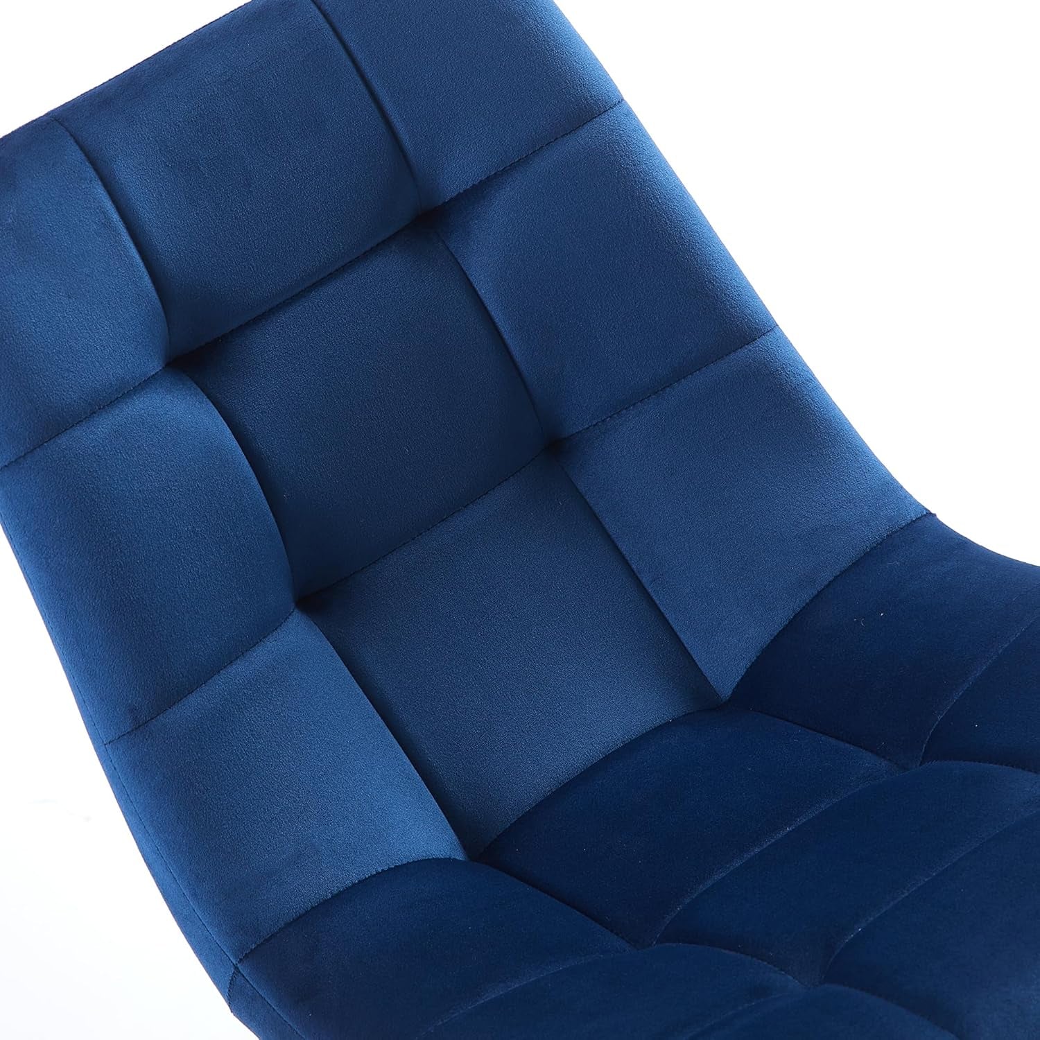 Navy Blue Velvet Dinner Chairs Set of 4, Modern Armless Biscuit Tufted Dining Side Chairs with Metal Legs for Kitchen Living Room Vanity-4