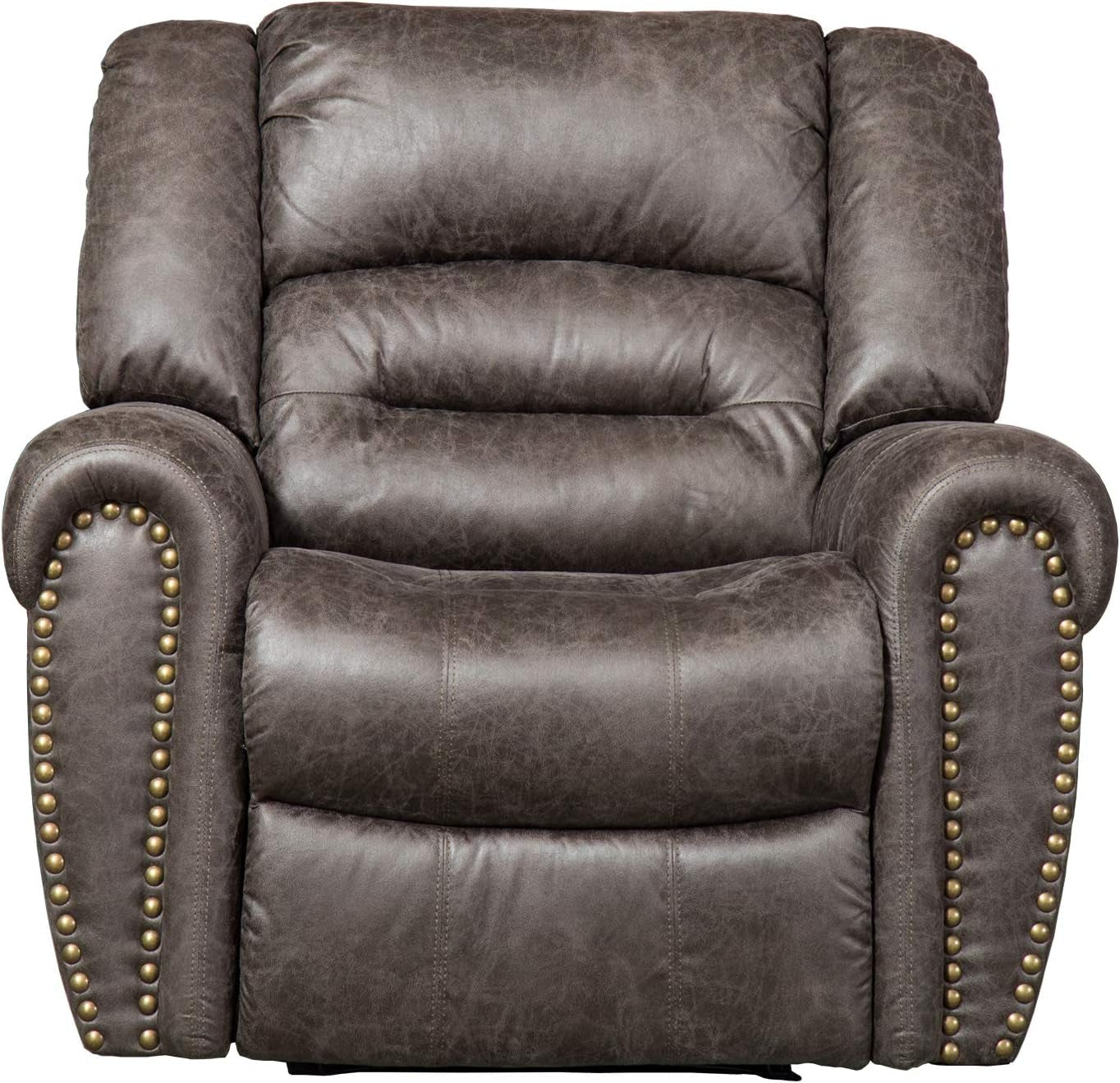 Electric Recliner Chair W/Breathable Bonded Leather, Classic Single Sofa Home Theater Recliner Seating W/USB Port (Smoky Gray)-1