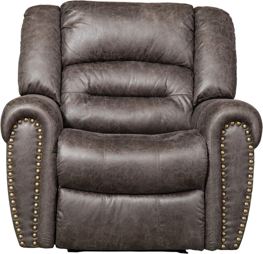 Electric Recliner Chair W/Breathable Bonded Leather, Classic Single Sofa Home Theater Recliner Seating W/USB Port (Smoky Gray)-1
